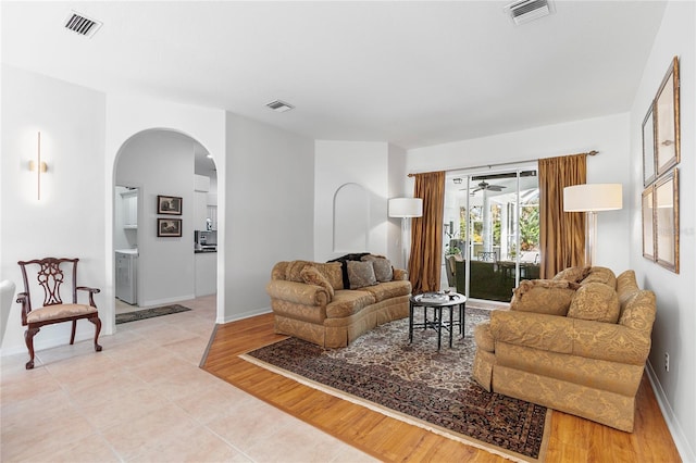 living room featuring light hardwood / wood-style floors