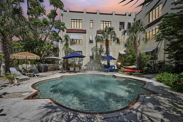 view of swimming pool featuring a patio