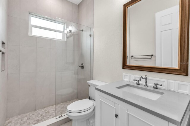 13303 Swiftwater Way, Lakewood Ranch, FL 34211 - bathroom featuring tiled shower, vanity, and toilet