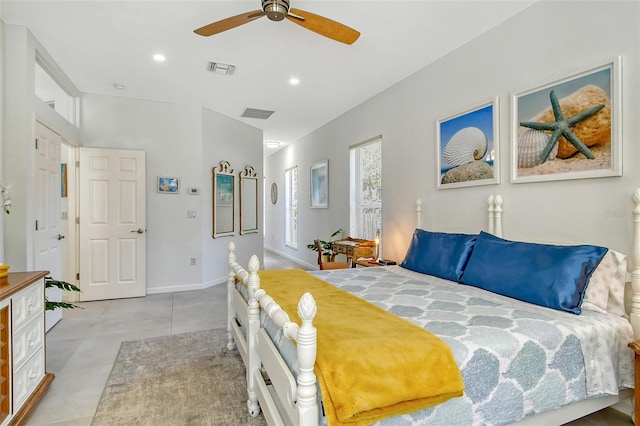 bedroom featuring ceiling fan