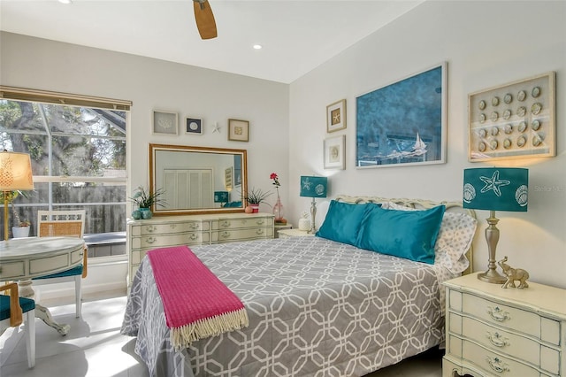 bedroom featuring ceiling fan