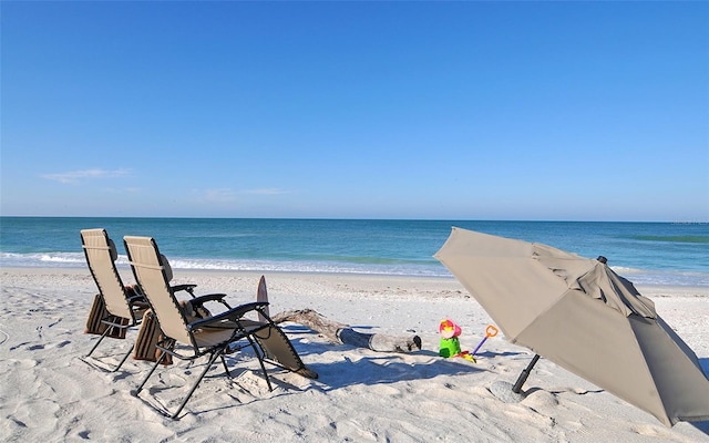 property view of water with a beach view