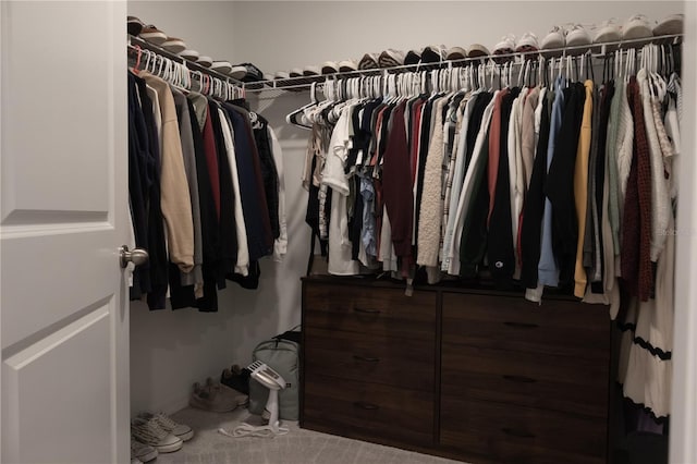 spacious closet with carpet flooring