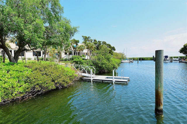 dock area featuring a water view