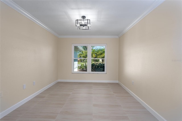 unfurnished room with ornamental molding