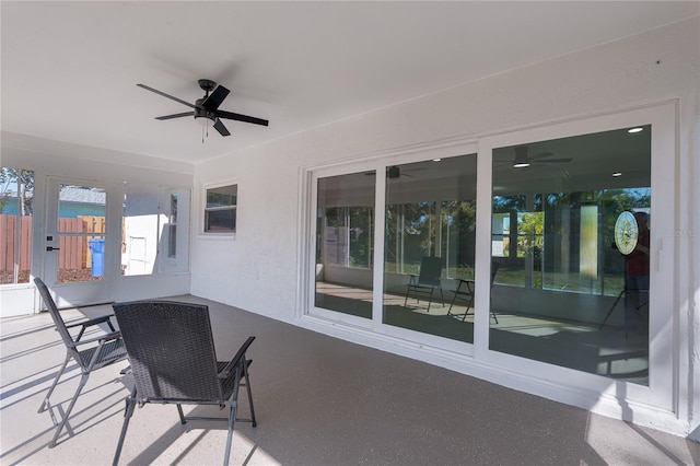 view of patio / terrace featuring ceiling fan