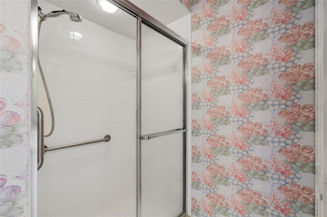 bathroom featuring walk in shower