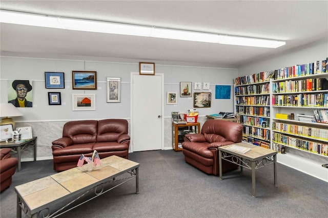 living room with carpet floors