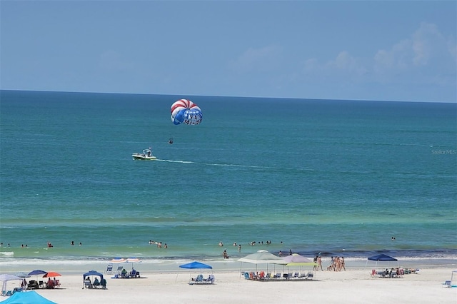 view of water feature featuring a beach view