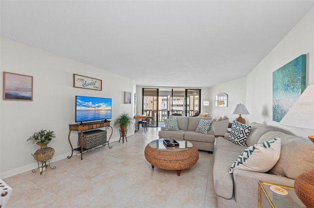 view of tiled living room