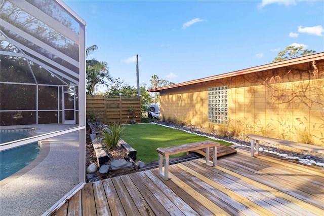 2375 Riverwood Pines Dr, Sarasota, FL 34231 - deck with a yard and a lanai