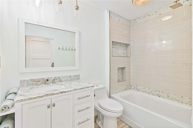 2375 Riverwood Pines Dr, Sarasota, FL 34231 - full bathroom with tiled shower / bath combo, vanity, and toilet