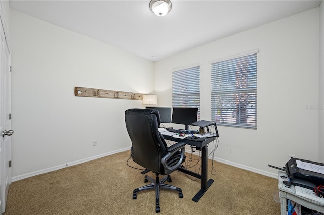 view of carpeted home office