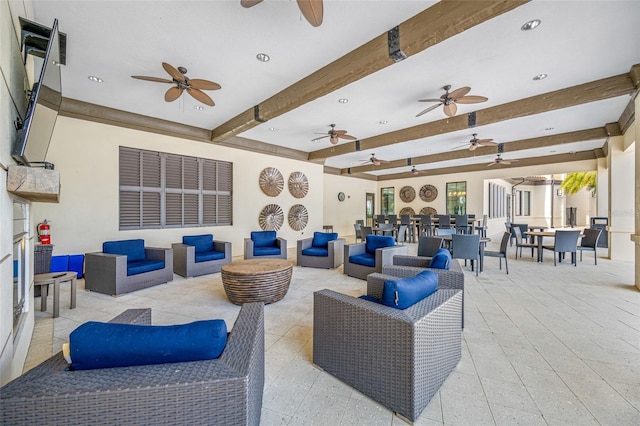 5821 Hevena Ct, Palmetto, FL 34221 - view of patio / terrace featuring a ceiling fan, outdoor dining area, and an outdoor living space