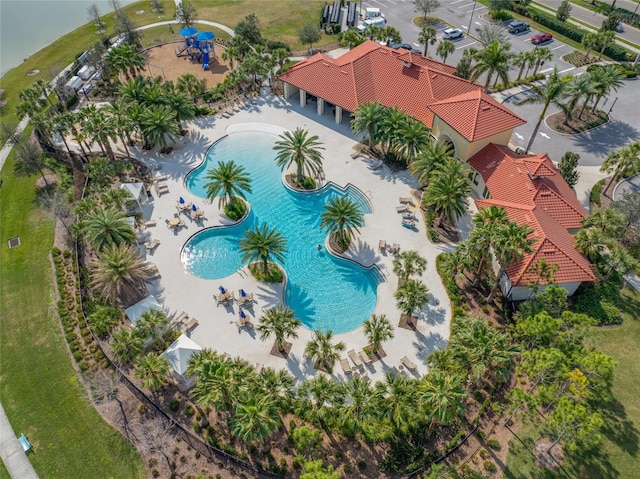 5821 Hevena Ct, Palmetto, FL 34221 - drone / aerial view of a pool area