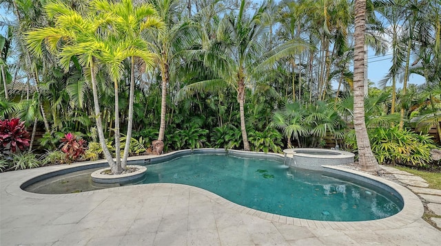 view of swimming pool with an in ground hot tub and a patio