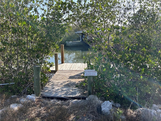 dock area featuring a water view