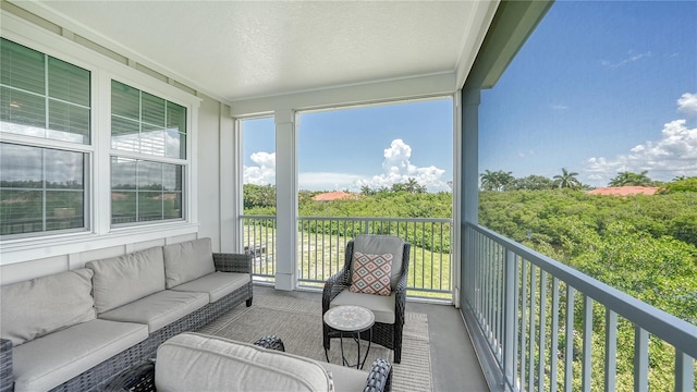 balcony featuring an outdoor living space