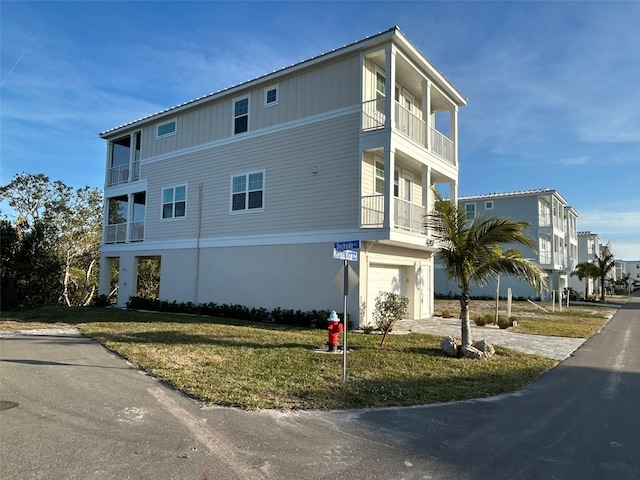 view of building exterior featuring a garage