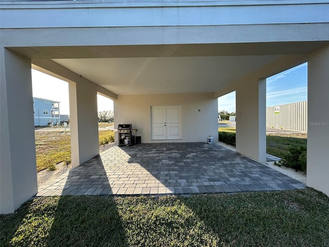 view of patio / terrace with a grill