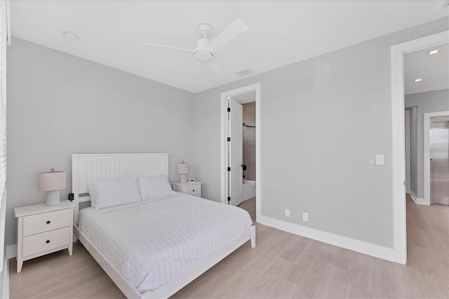 4207 Marina View Way, Cortez, FL 34215 - bedroom featuring light wood finished floors, a ceiling fan, and recessed lighting