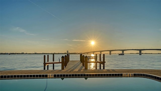 view of dock featuring a water view