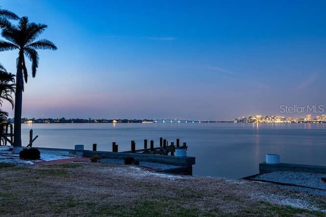 view of dock featuring a water view