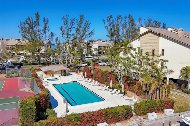 view of swimming pool featuring a patio