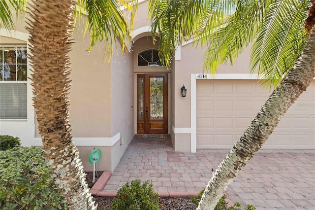 entrance to property with a garage