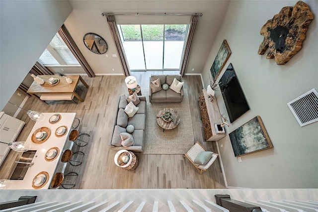 living room featuring light hardwood / wood-style floors