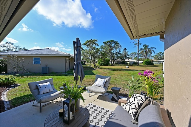 view of patio featuring central air condition unit