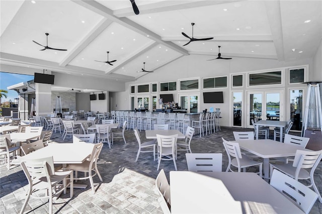 dining space with an outdoor bar