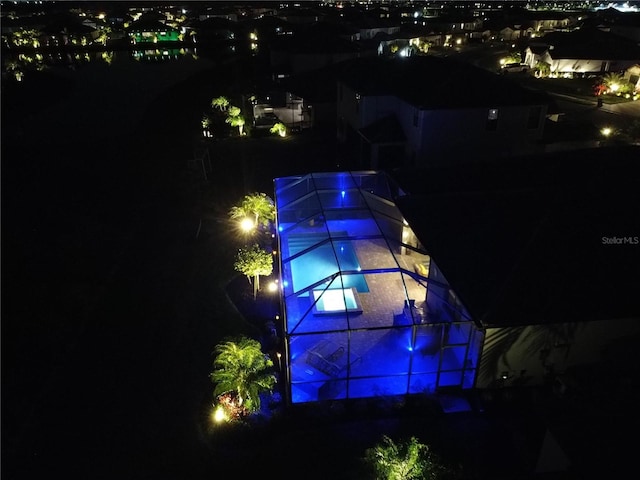 view of aerial view at twilight