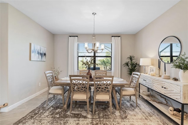 dining area with a chandelier