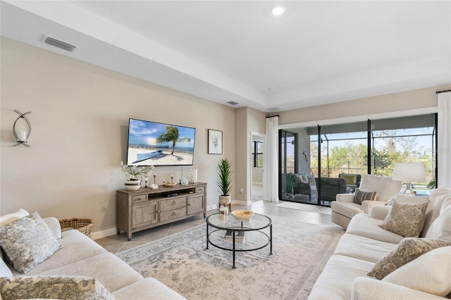 view of tiled living room