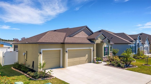 view of front of house featuring a garage and a front yard