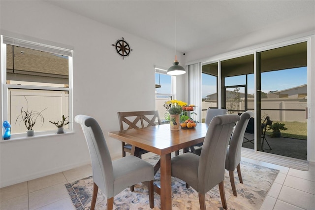 dining room with a healthy amount of sunlight and light tile patterned floors