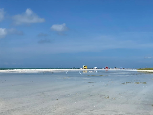 property view of water featuring a beach view