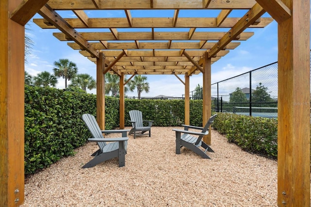 exterior space featuring a pergola