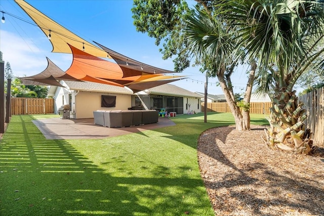 view of yard featuring a patio and an outdoor hangout area