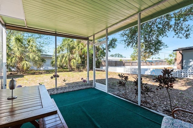 view of unfurnished sunroom