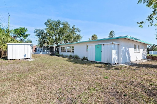 exterior space with a storage unit