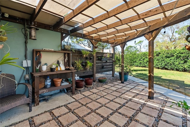 view of patio / terrace featuring a pergola