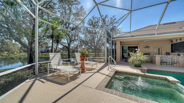 unfurnished sunroom featuring a wealth of natural light and a water view