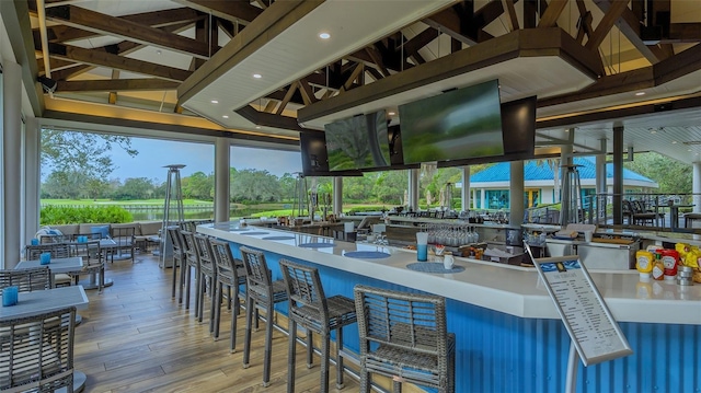 interior space featuring a gazebo and an outdoor bar