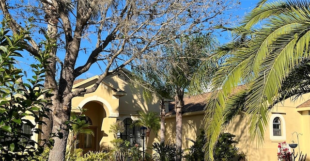 exterior space with stucco siding