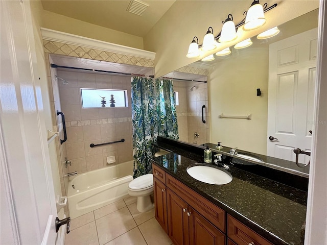 15207 17th Ave E, Bradenton, FL 34212 - bathroom featuring tile patterned floors, shower / bathtub combination with curtain, and vanity