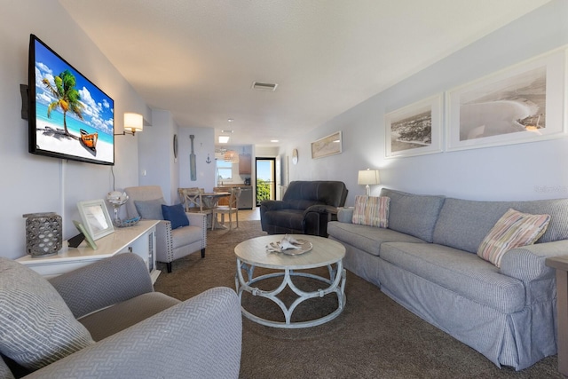 living room featuring carpet floors