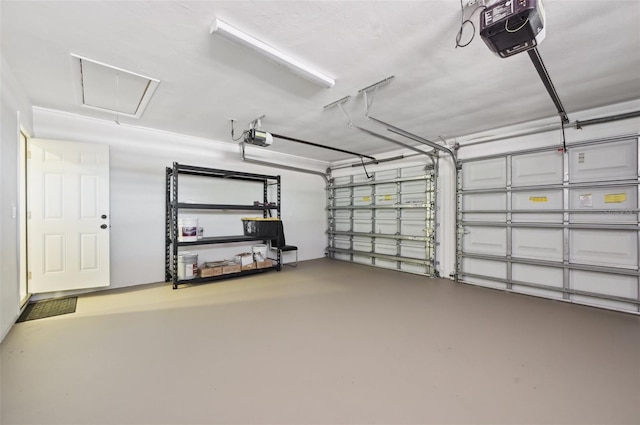 garage with a garage door opener