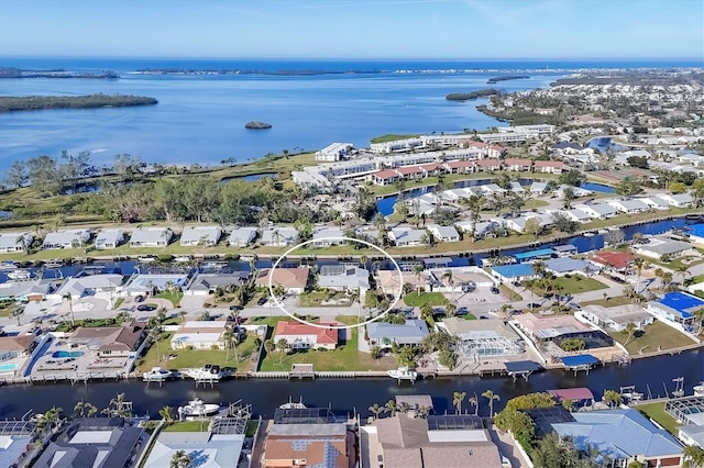 bird's eye view featuring a water view